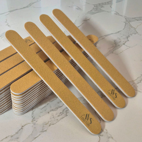 100/100 Grit Double Sided Reusable Acrylic Nail File Gold